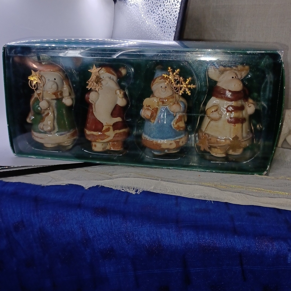 Pier 1 christmas ceramic figurines in box